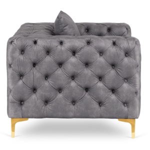 FOTOLIU DEOSEBIT 3, ARTIM MEBLE, MATERIAL TEXTIL( CATIFEA) SI SUPORT METALIC, CULOARE GRI/AURIU, STIL MODERN - Img 3