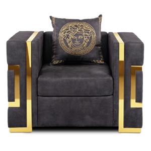FOTOLIU DEOSEBIT, ARTIM MEBLE, MATERIAL TEXTIL( CATIFEA) SI SUPORT METALIC, CULOARE NEGRU/AURIU, STIL MODERN
