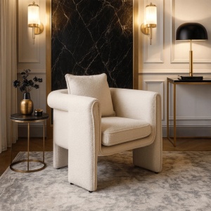 FOTOLIU DEOSEBIT, ARTIM MEBLE, REALIZAT DIN MATERIAL BOUCLE CREM SI METAL, STIL MODERN