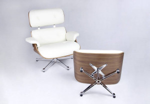 FOTOLIU EXCLUSIVIST CU TABURET, LOUNGE VA PREMIUM SZEROKI, ALB/NUC/CROM, PIELE NATURALA SI LEMN DE NUC, STIL MODERN - Img 2