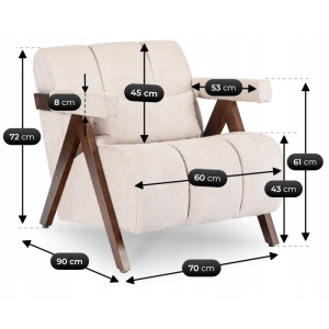 FOTOLIU LIVING RENATO, REALIZAT DIN LEMN SI TEXTIL, CULOARE BEJ/NUC, ARTIM MEBLE - Img 11