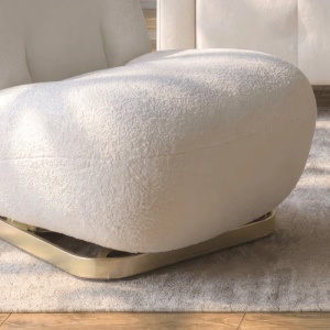 FOTOLIU LIVING ROTATIV SONNY, REALIZAT DIN METAL SI TEXTIL BOUCLE, CULOARE BEJ/AURIU, ARTIM MEBLE - Img 4