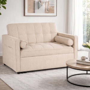 FOTOLIU RABATABIL, ARTIM MEBLE, CU SPATIU DE SOMN, REALIZAT DIN TEXTIL CREM, STIL MODERN - Img 2