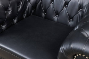 FOTOLIU STIL CLASIC, CHESTERFIELD, DIN PIELE ECO DE CALITATE, NEGRU - Img 4