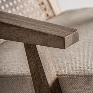 FOTOLIU WESWELL 34847, BEJ SI NATURAL, CONFECTIONAT DIN LEMN DE MANGO, MDF, SPUMA SI POLIESTER, STIL MODERN - Img 5