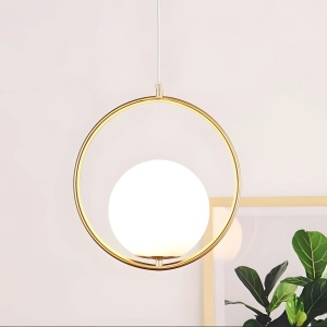 Lampă de tavan suspendata din sticlă aurie alba G109-1W Gold - Img 2