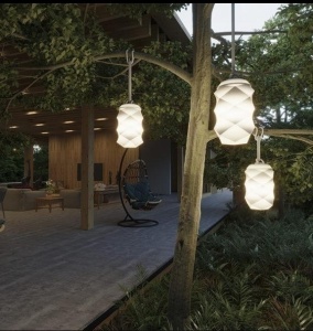 LAMPA PORTABILA BITA, EXTERIOARA, BEJ, CONFECTIONATA DIN LEMN