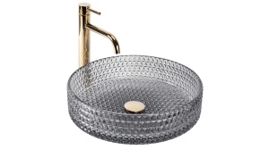 LAVOAR REA CRISTAL, GRI, 40 CM, DIN STICLA, CALITATE SUPERIOARA - Img 3