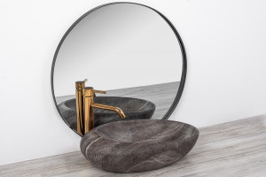 LAVOAR REA ROXY A, STONE, EFECT DE PIATRA GRI, 49 CM, DIN CERAMICA, CALITATE SUPERIOARA - Img 2