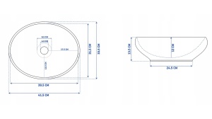 LAVOAR REA SOFIA, ALB/AURIU, 41 CM, DIN CERAMICA, CALITATE SUPERIOARA - Img 6