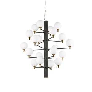 LUSTRA COPERNICO SP20, NEGRU/ALAMA, DIN METAL SI STICLA, STIL MODERN