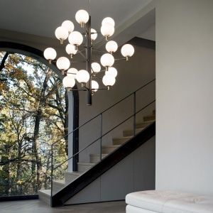 LUSTRA COPERNICO SP20, NEGRU/ALAMA, DIN METAL SI STICLA, STIL MODERN - Img 2