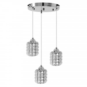 LUSTRA CRYSTAL SILVER APP729-3CPR, 25X90, ARGINTIU, DIN METAL CROMAT SI CRISTALE, STIL MODERN, TU - Img 2