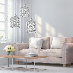LUSTRA CRYSTAL SILVER APP729-3CPR, 25X90, ARGINTIU, DIN METAL CROMAT SI CRISTALE, STIL MODERN, TU - Img 6