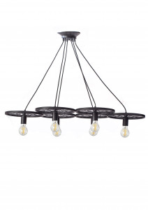 LUSTRA CU 6 BECURI CIRCLE INDUSTRIAL APP213-3CP, 140x30x18 cm, NEGRU, DIN METAL, STIL MODERN, TU - Img 2