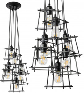 LUSTRA CU 7 BECURI APP221-7CP, 16x18x100 cm, NEGRU, DIN METAL, STIL MODERN, TU