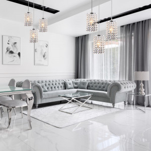 LUSTRA GLAMOR CRYSTAL APP731-3CPR, 27x103 cm, ARGINTIU, DIN METAL DE INALTA CALITATE SI CRISTALE, STIL MODERN, TU - Img 5