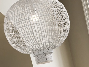 LUSTRA LIVING MUNA 50CM, REALIZATA DIN METAL SI RATAN, FINISAJ ALB, STIL MODERN - Img 3