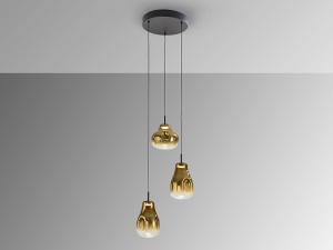 LUSTRA/PLAFONIERA ALEDIS, 40/220 CM, NEGRU MAT/AURIU, DIN METAL SI STICLA, STIL MODERN - Img 3