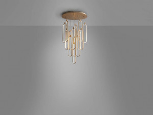LUSTRA/PLAFONIERA COLETTE, CU TELECOMANDA, 60CM, AURIU ROSE/OPAL, DIN ALUMINIU SI SILICON, STIL MODERN - Img 5