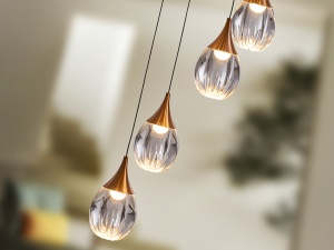LUSTRA/PLAFONIERA CORINA, CU TELECOMANDA, 90/260 CM, NEGRU MAT/CUPRU, DIN METAL SI ACRIL, STIL MODERN - Img 2