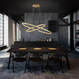 LUSTRA/PLAFONIERA ELIPSE, CONECTARE BLUETOOTH, 120 CM, AURIU PERIAT/OPAL, DIN METAL, ALUMINIU SI ACRIL, STIL MODERN