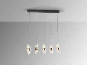 LUSTRA/PLAFONIERA ILIADA, 96 CM, NEGRU MAT/AURIU, DIN METAL SI ACRIL, STIL MODERN - Img 3