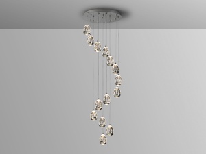 LUSTRA/PLAFONIERA ROCIO, CONTROL BLUETOOTH, 50 CM, CROM/TRANSPARENT, DIN STICLA SI METAL, STIL MODERN - Img 3