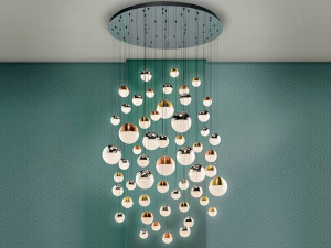 LUSTRA/PLAFONIERA SPHERE, CONECTARE BLUETOOTH, 160/350 CM, CROM/ALAMA/CUPRU/TRANSPARENT, DIN METAL SI POLICARBONAT, STIL MODERN - Img 2