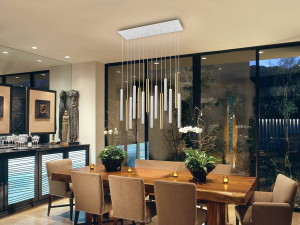 LUSTRA/PLAFONIERA VARAS, 82 CM, ALB MAT/AURIU, DIN METAL SI ACRIL, STIL MODERN - Img 4