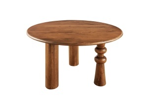 MASA DE DINING ARTE ROTUNDA 120CM, REALIZATA DIN LEMN MASIV DE MANGO, DE CULOARE MARO - Img 7