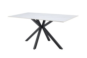 MASA DE DINING GALAXIE 160CM, DIN METAL SI CERAMICA, CULOARE ALB/NEGRU, INVICTA INTERIOR