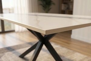MASA DE DINING GALAXIE 180CM, DIN METAL SI CERAMICA, CULOARE ALB/NEGRU, INVICTA INTERIOR - Img 7