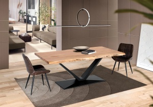 MASA DE SUFRAGERIE LAGOS 200CM, REALIZATA DIN LEMN DE SALCAM SI METAL, CULOARE NATUR/NEGRU, GINER Y COLOMER - Img 2