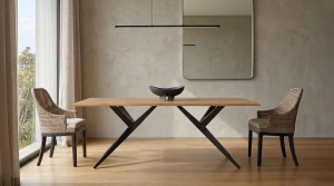 MASA DE SUFRAGERIE MADEIRA 180CM, REALIZATA DIN LEMN DE SALCAM SI METAL, CULOARE NATUR/NEGRU, GINER Y COLOMER - Img 2