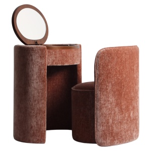 MASA DE TOALETA ROXENNE, DIN METAL SI TEXTIL, DE CULOARE CARAMIZIU, DESIGN MODERN