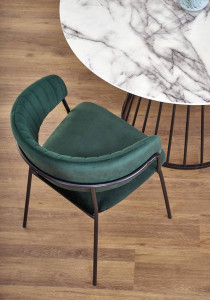 MASA DINING BRODWAY, CU EFECT DE MARMURA ALBA/NEGRU, 110 CM, BLAT DIN MDF SI PICIOR DIN METAL, STIL MODERN - Img 5