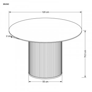 MASA DINING BRUNO, CU ASPECT DE MARMURA ALBA/NUC, 120 CM, BLAT DIN CERAMICA SI PICIOR DIN LEMN MASIV, STIL MODERN - Img 8