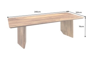 MASA DINING DIAMOND 240CM, REALIZATA DIN LEMN MASIV DE TRANDAFIR, CULOARE NATUR, INVICTA INTERIOR - Img 4