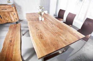 MASA DINING DIN LEMN MASIV, MAMMUT 200CM, DESIGN INDUSTRIAL, COD 40127 + 38794 - Img 2