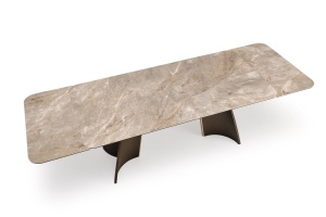 MASA DINING ELEGANTA STIL VESNA, EXTENSIBILA, 180-260/90/76 cm, CONFECTIONATA DIN OTEL, CERAMICA SI STICLA - Img 8