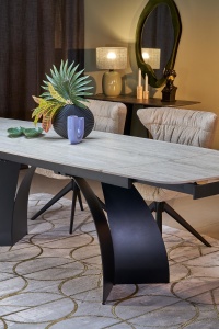 MASA DINING ELEGANTA STIL VESNA, EXTENSIBILA, 180-260/90/76 cm, CONFECTIONATA DIN OTEL SI PIATRA SINTETIZATA, STIL MODERN - Img 10
