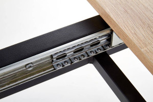 MASA DINING EXTENSIBILA ALBON, STEJAR SONOMA/GRI/NEGRU, 120/160 CM, BLAT DIN MDF SI PICIOARE DIN METAL, STIL MODERN - Img 5