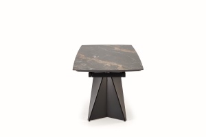 MASA DINING EXTENSIBILA ARMANI NEGRU/ NEGRU CU ASPECT DE MARMURA, 165/241 CM, BLAT DIN MARMURA SINTETICA SI PICIOR DIN METAL, STIL MODERN - Img 6