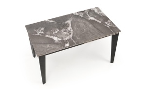 MASA DINING EXTENSIBILA FELIX, 141-201 CM, EFECT DE MARMURA GRI/NEGRU, DIN MARMURA, STICLA SI METAL, STIL MODERN - Img 5