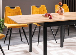 MASA DINING EXTENSIBILA FLIP, 80/160 CM, STEJAR ARTISAN/NEGRU, DIN PAL LAMINAT, STIL MODERN - Img 2