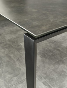 MASA DINING EXTENSIBILA HORIZON, GRI MARONIU/NEGRU, 120/180 CM, BLAT DIN CERAMICA SI PICIOARE DIN METAL, STIL MODERN - Img 4