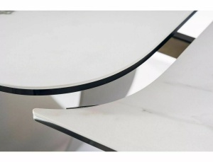 MASA DINING EXTENSIBILA INFINITY, 160/240 CM, EFECT DE MARMURA ALBA-AURIU/CUPRU, DIN CERAMICA, STICLA SI METAL, SIGNAL - Img 5