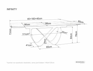 MASA DINING EXTENSIBILA INFINITY, 160/240 CM, EFECT DE MARMURA PANDORO/CUPRU, DIN CERAMICA, STICLA SI METAL, STIL MODERN - Img 6