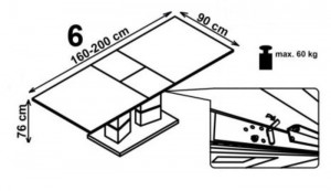 MASA DINING EXTENSIBILA LORD, ALB/CROM, 160/200 CM, BLAT DIN MDF LACUIT SI PICIOARE DIN METAL, STIL MODERN - Img 2